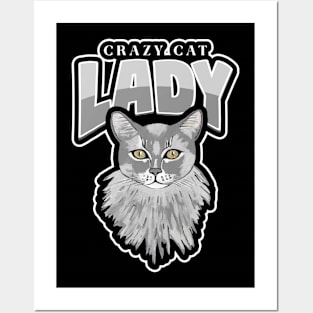 Crazy Cat Lady Grey Cat Posters and Art